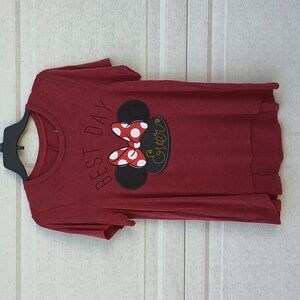 Disney Parks Minnie Mouse Best Day Ever T-shirt High Low Tunic Top Red Black Med
